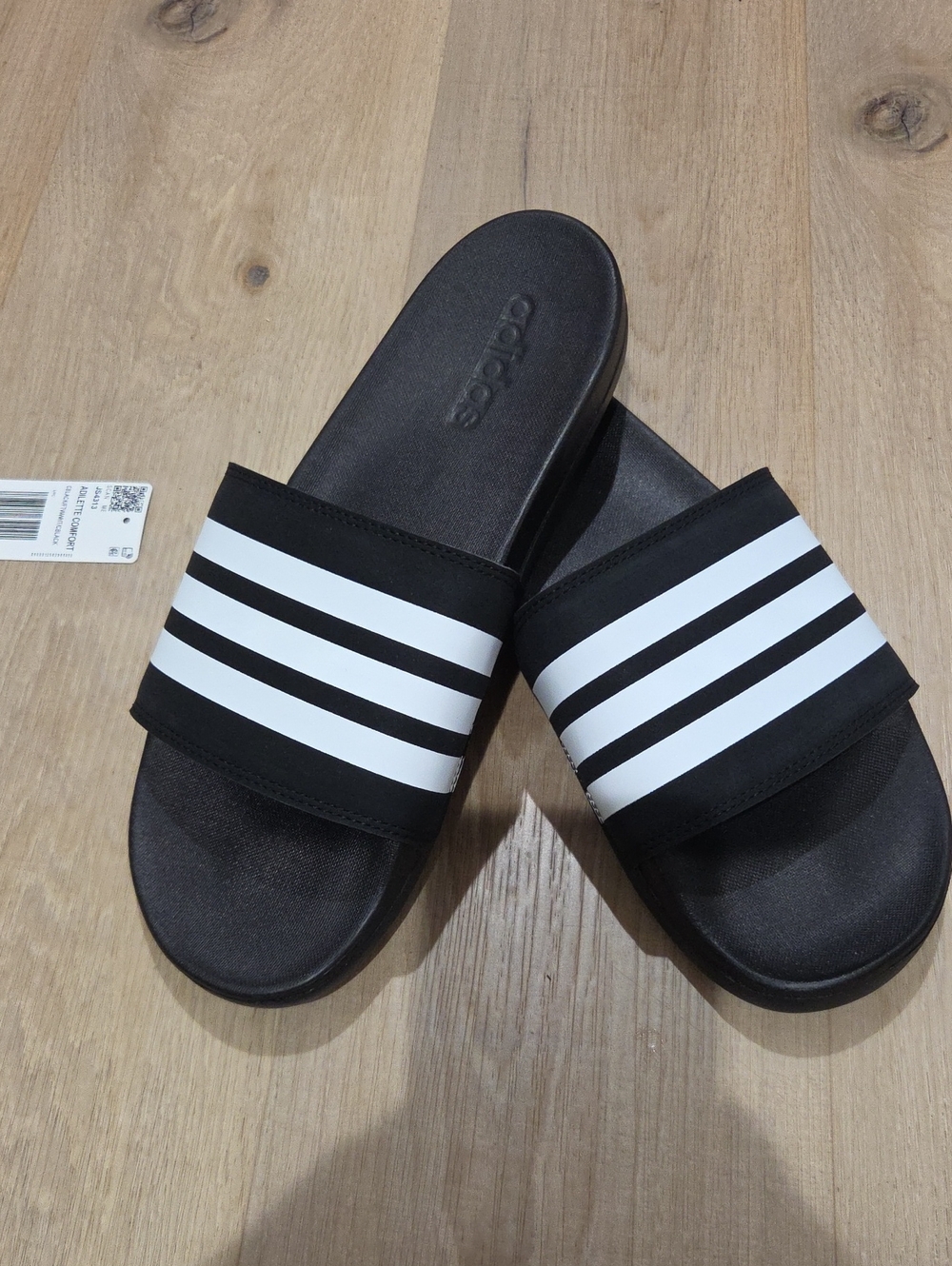 adidas Black and White Mens Slide Sandals
